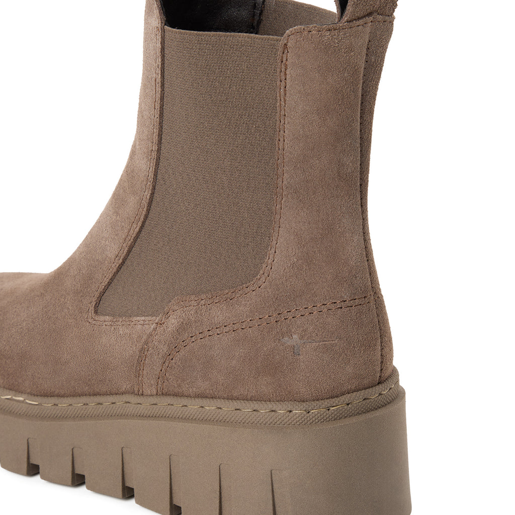 Stivaletti Chelsea Donna con Zeppa in Pelle Beige