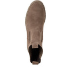 Stivaletti Chelsea Donna con Zeppa in Pelle Beige