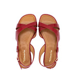 Sandali bassi donna in vernice rosso cherry