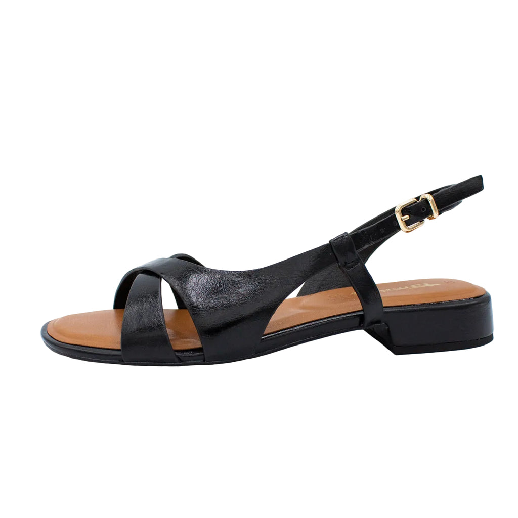 Sandali bassi donna in vernice nero