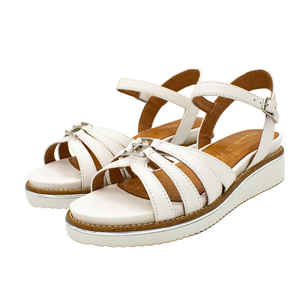 Sandali comfort donna in pelle bianco