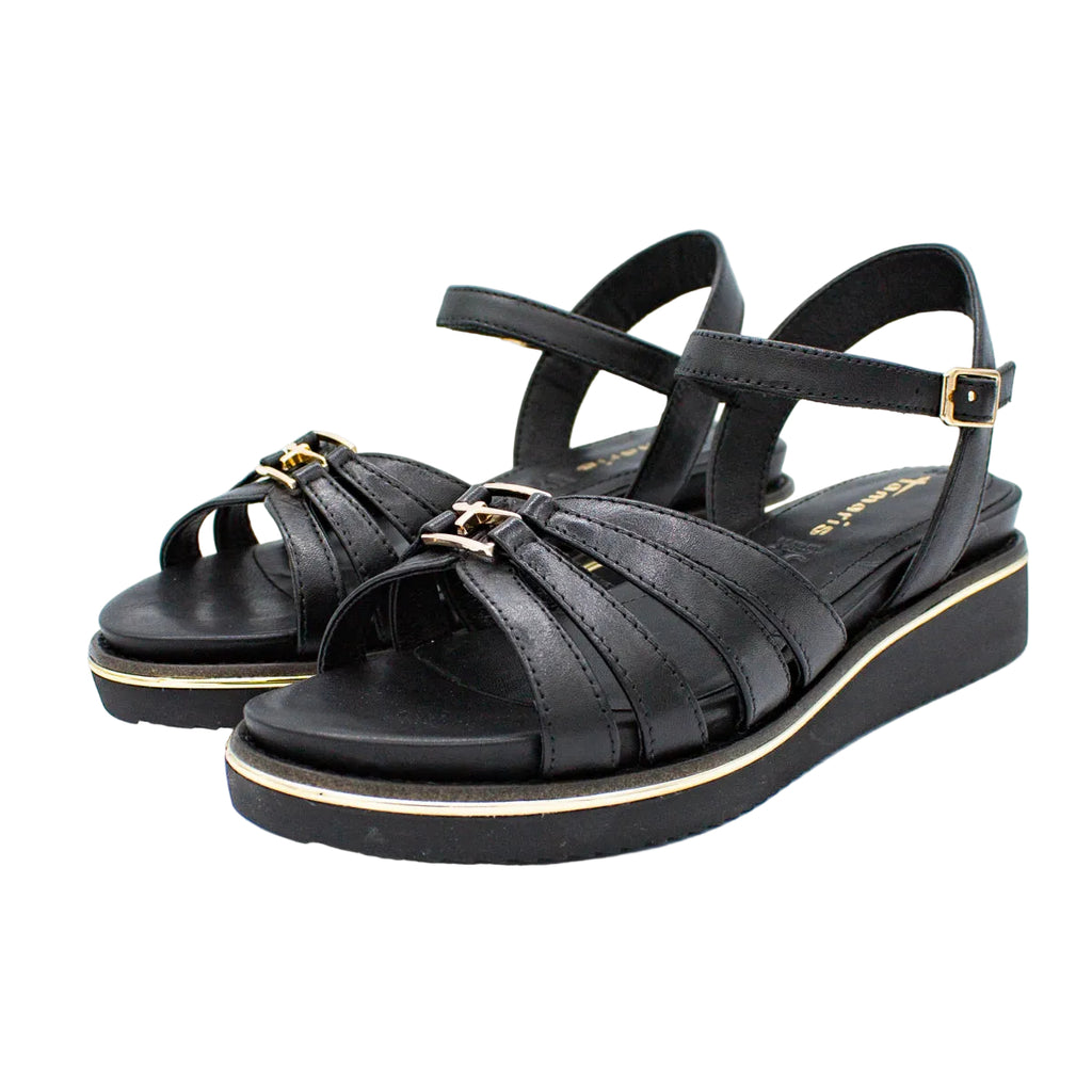 Sandali comfort donna in pelle nero