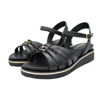 Sandali comfort donna in pelle nero