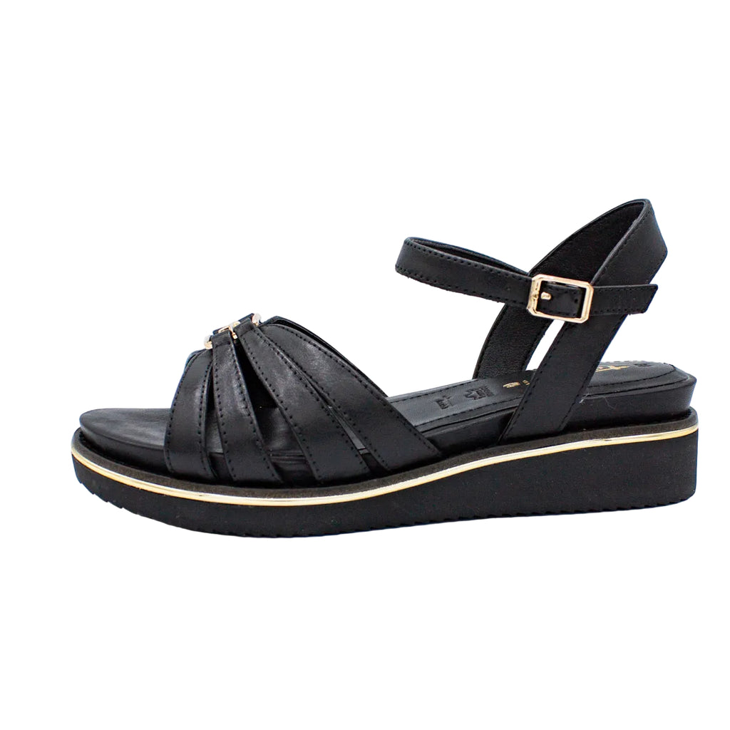 Sandali comfort donna in pelle nero