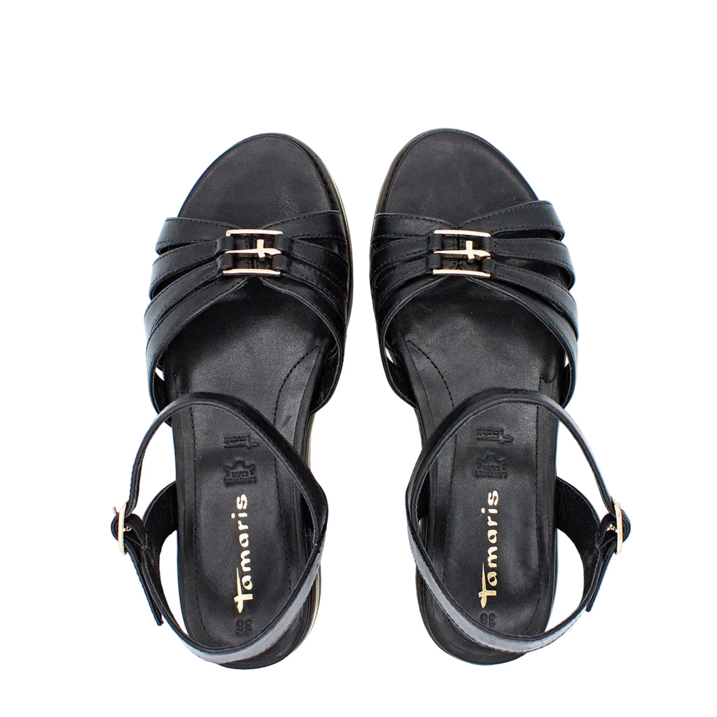 Sandali comfort donna in pelle nero