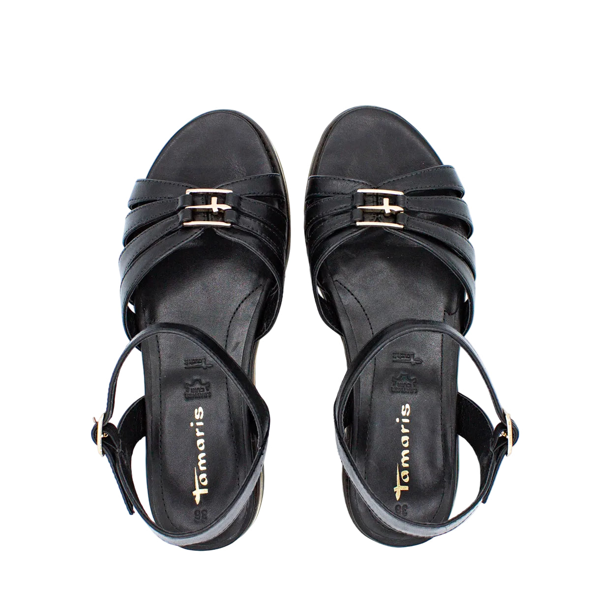 Sandali comfort donna in pelle nero