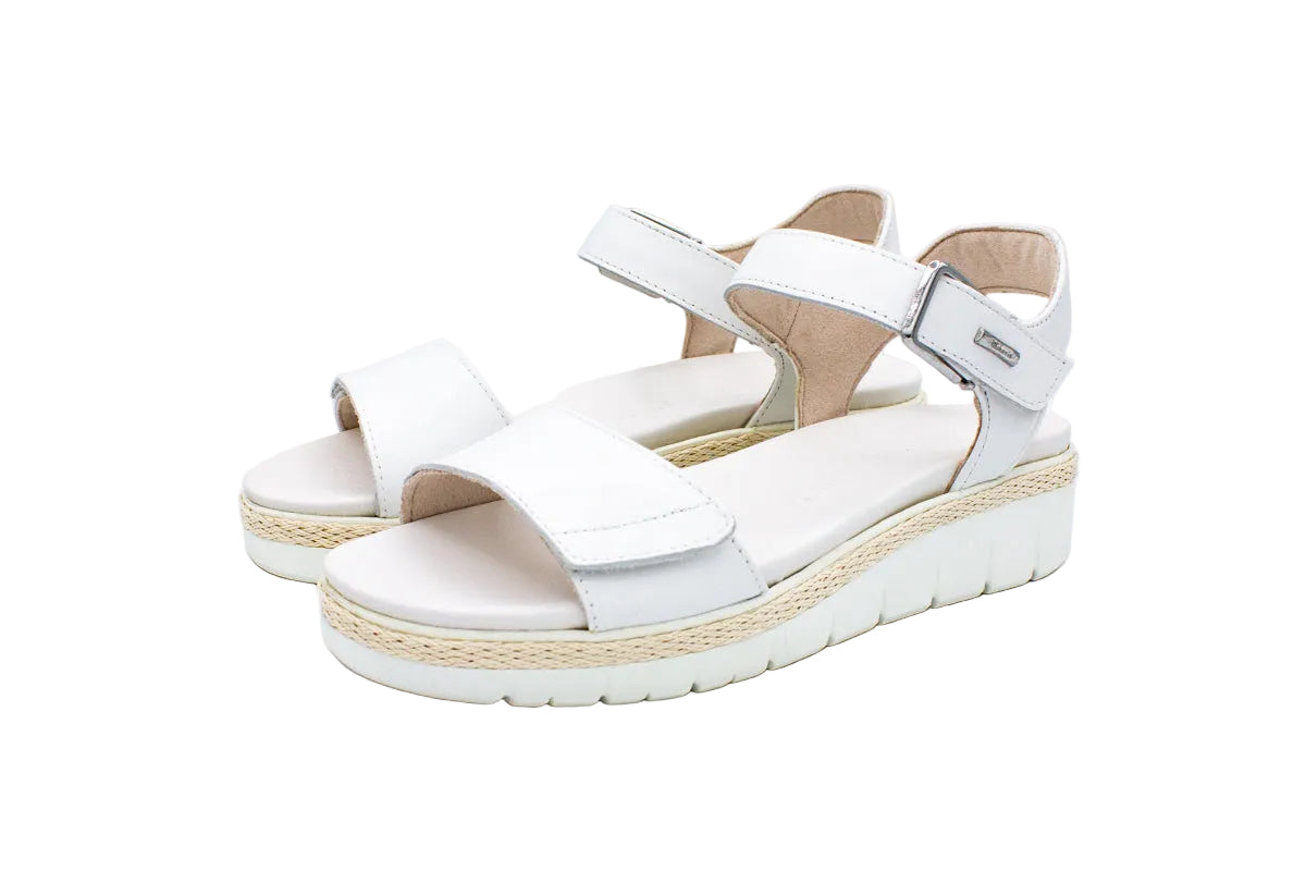 Sandali in pelle con velcri bianco