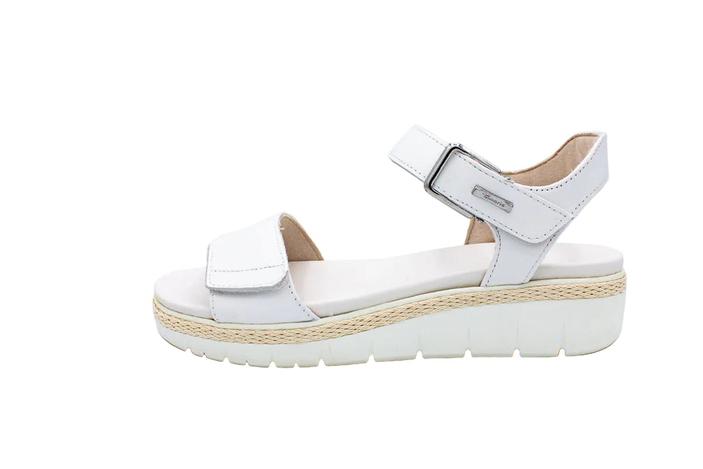 Sandali in pelle con velcri bianco