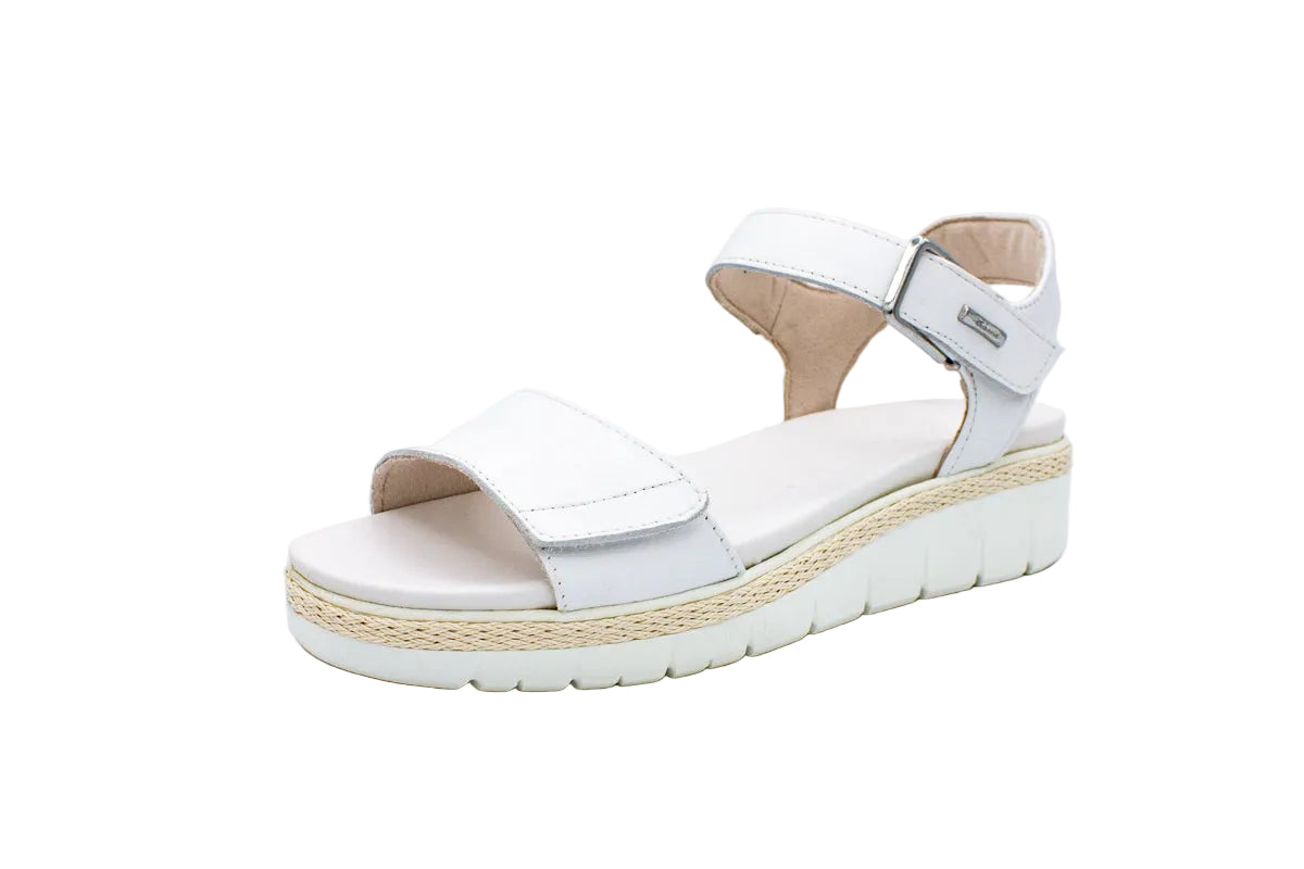 Sandali in pelle con velcri bianco