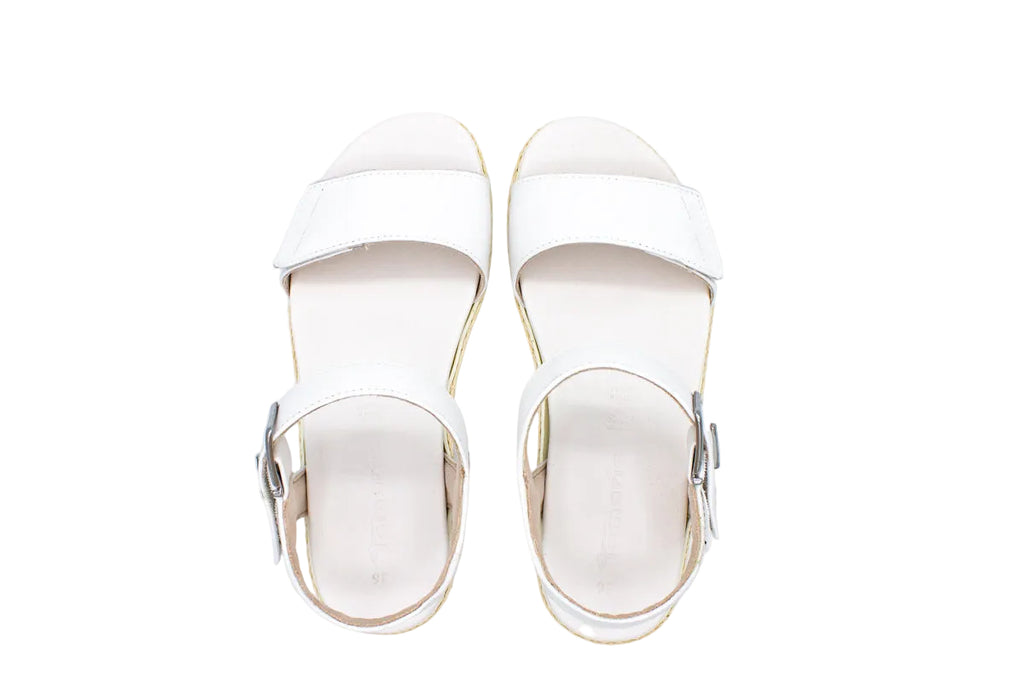 Sandali in pelle con velcri bianco