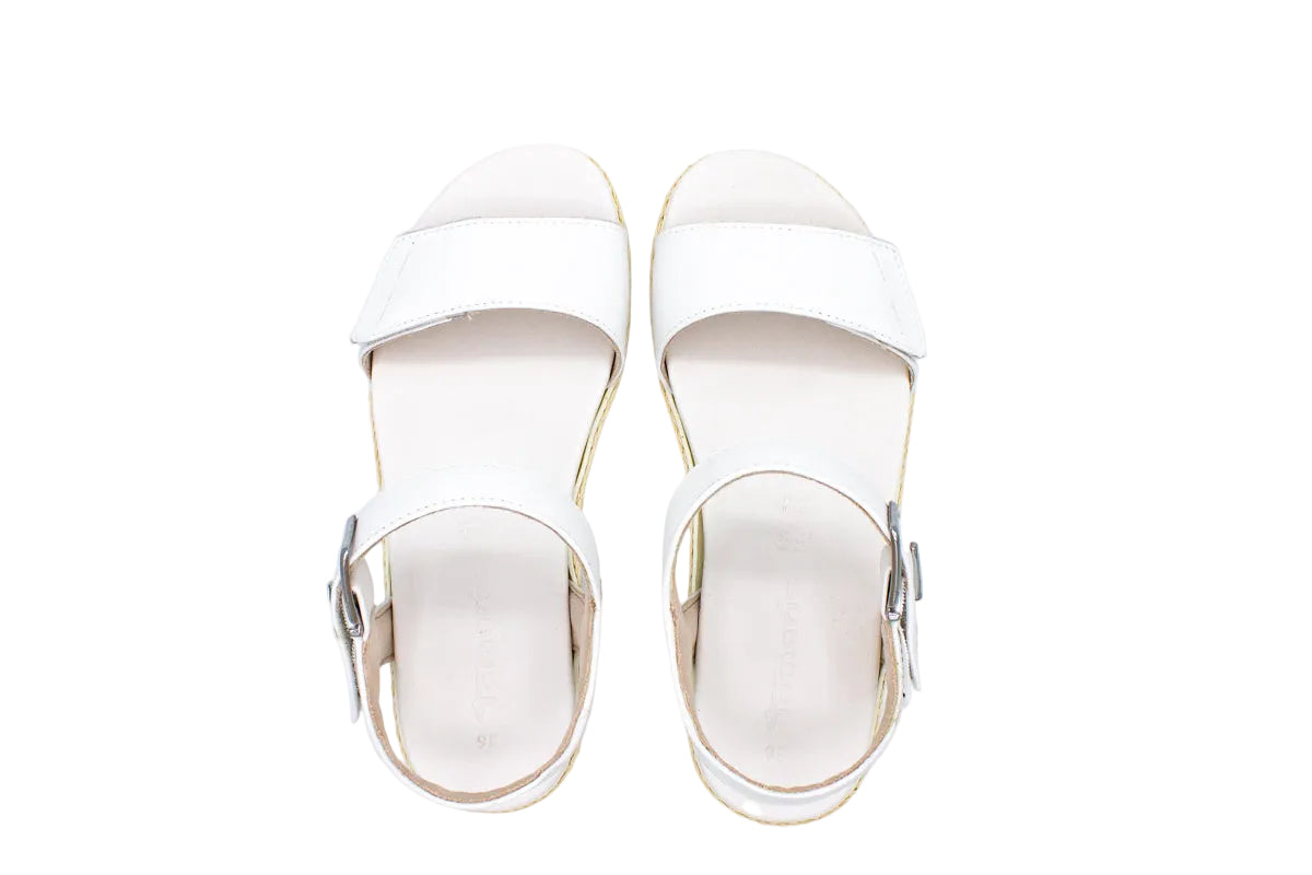 Sandali in pelle con velcri bianco
