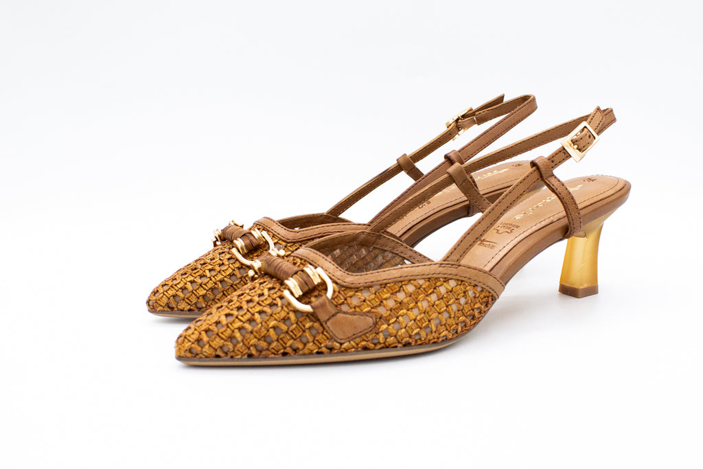 Woven leather slingback