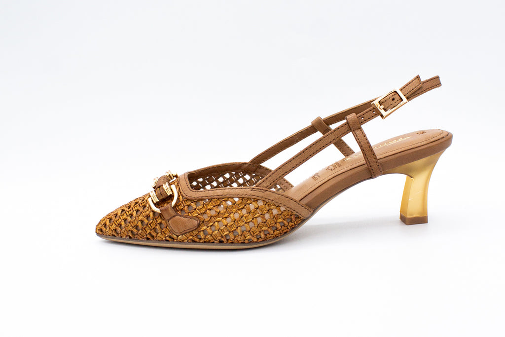 Woven leather slingback