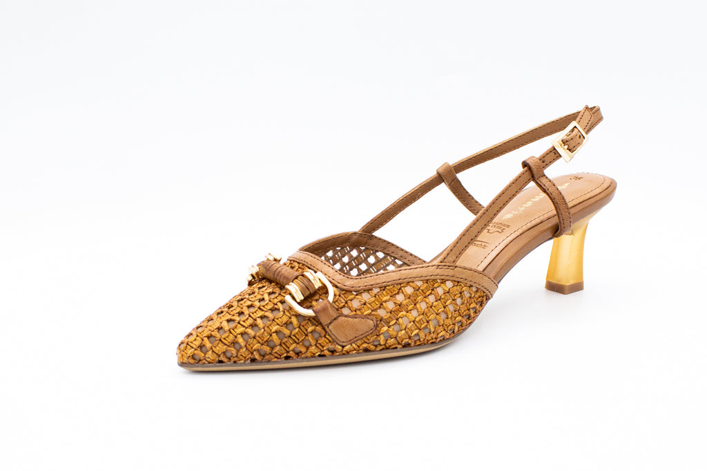 Woven leather slingback