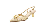 Woven leather slingbacks