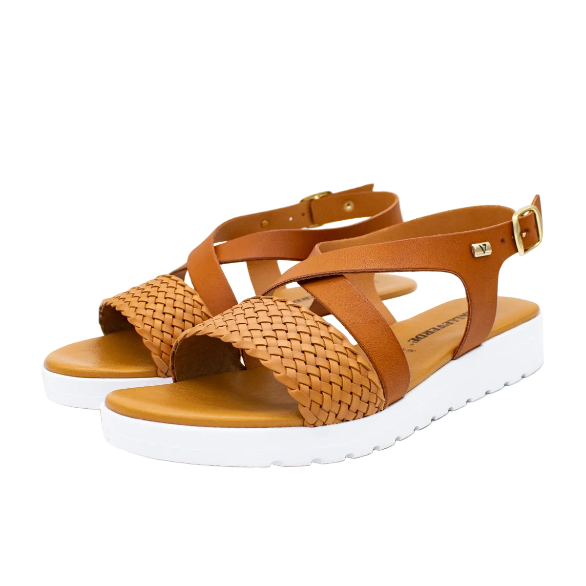 Sandali donna con zeppa cuoio