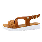 Sandali donna con zeppa cuoio