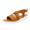 Sandali donna con zeppa cuoio