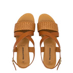 Sandali donna con zeppa cuoio