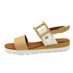 Sandali donna con fibbia decorativa beige