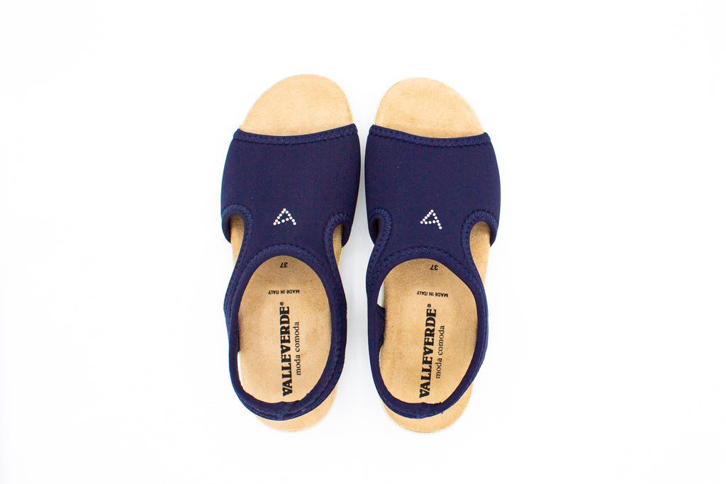 Sandali in tessuto elasticizzato blu