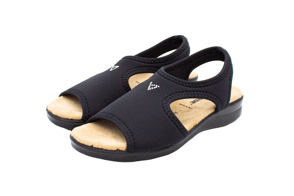 Sandali in tessuto elasticizzato nero