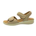 Sandali in tessuto elasticizzato con velcro beige