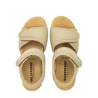 Sandali in tessuto elasticizzato con velcro beige