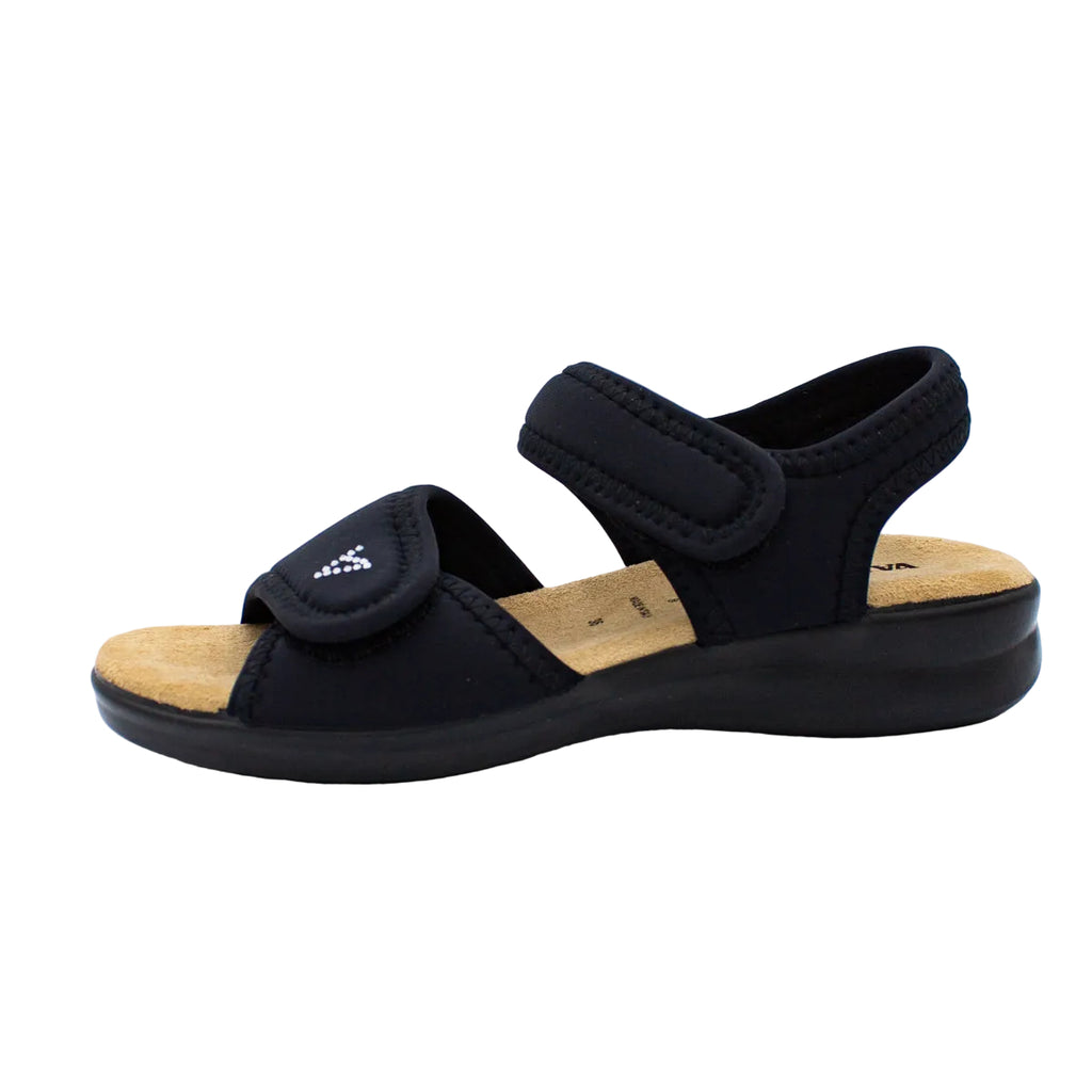 Sandali in tessuto elasticizzato con velcro nero