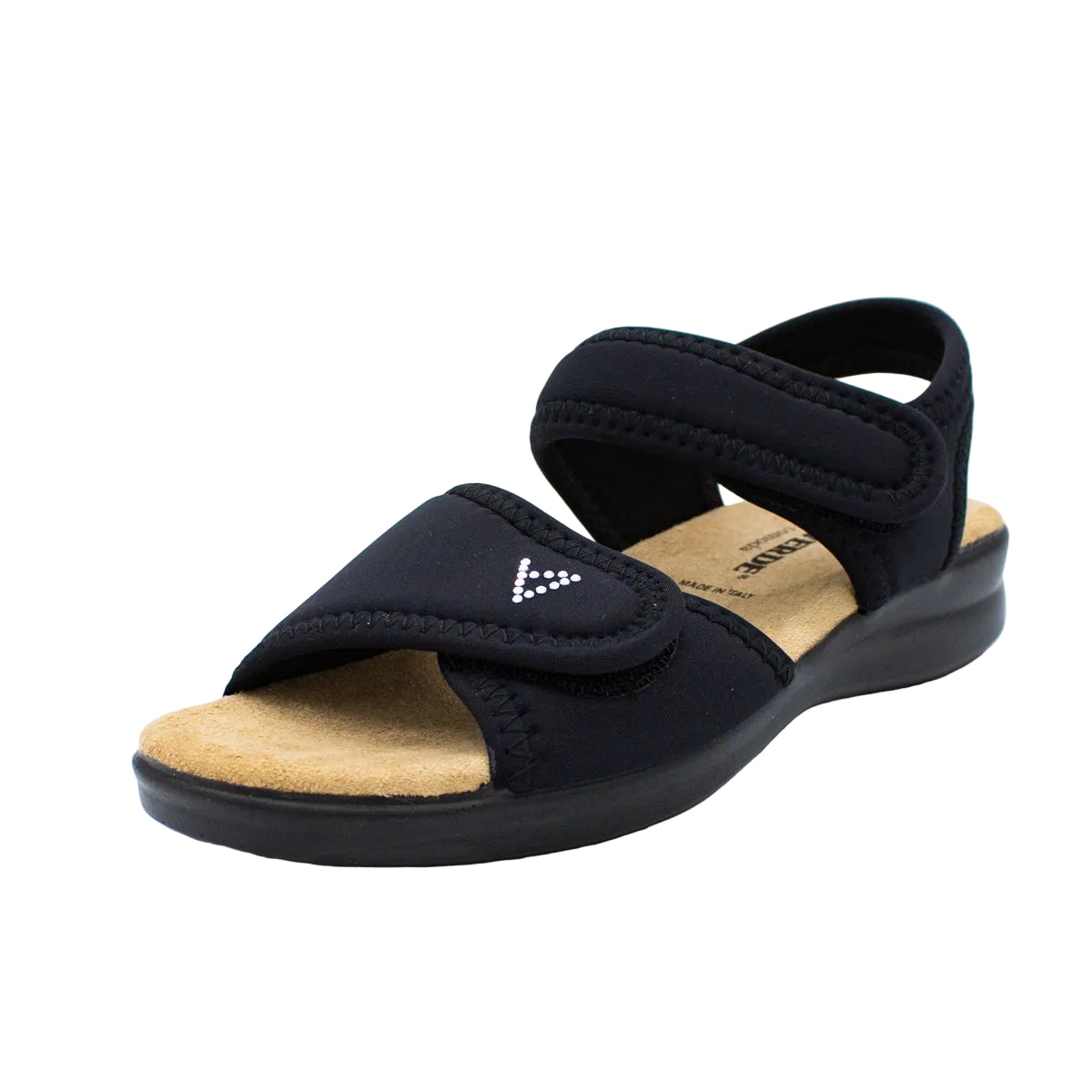 Sandali in tessuto elasticizzato con velcro nero