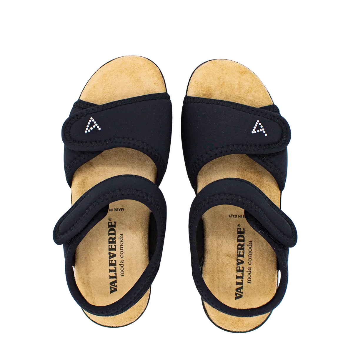 Sandali in tessuto elasticizzato con velcro nero