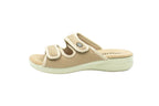 Ciabatte in tessuto con velcro beige