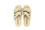 Ciabatte in tessuto con velcro beige