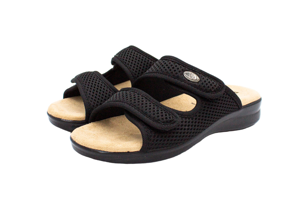 Ciabatte in tessuto con velcro nero