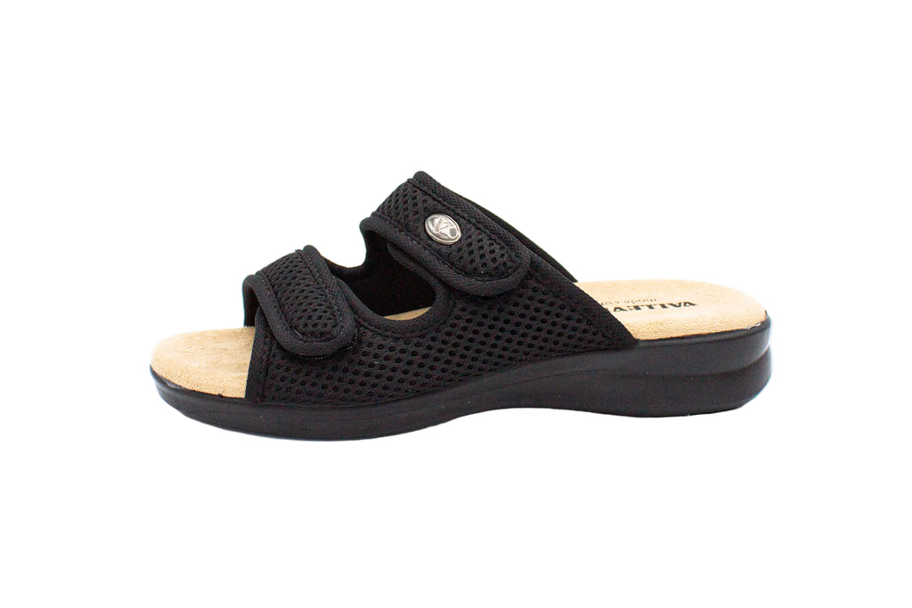 Ciabatte in tessuto con velcro nero