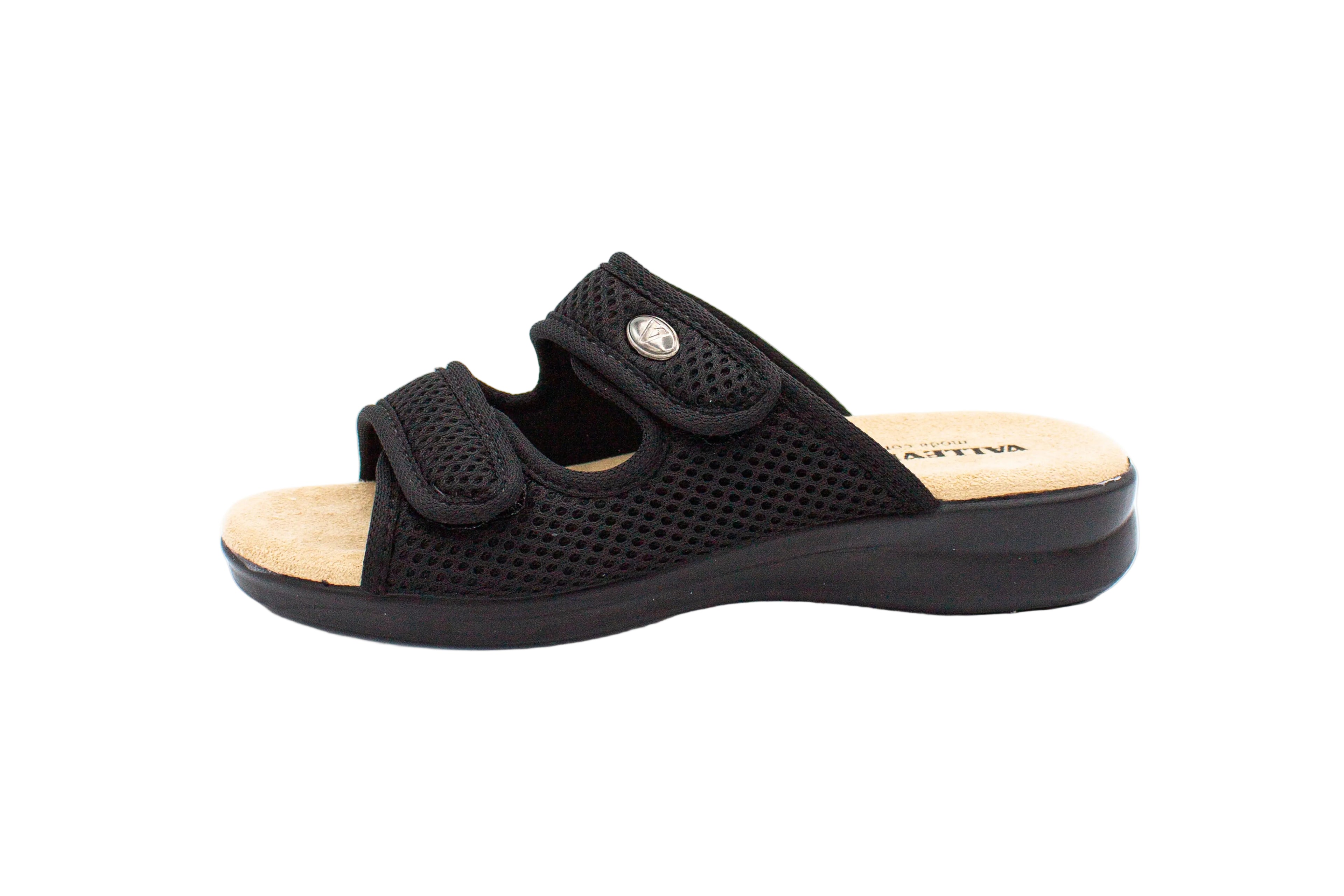 Ciabatte in tessuto con velcro nero