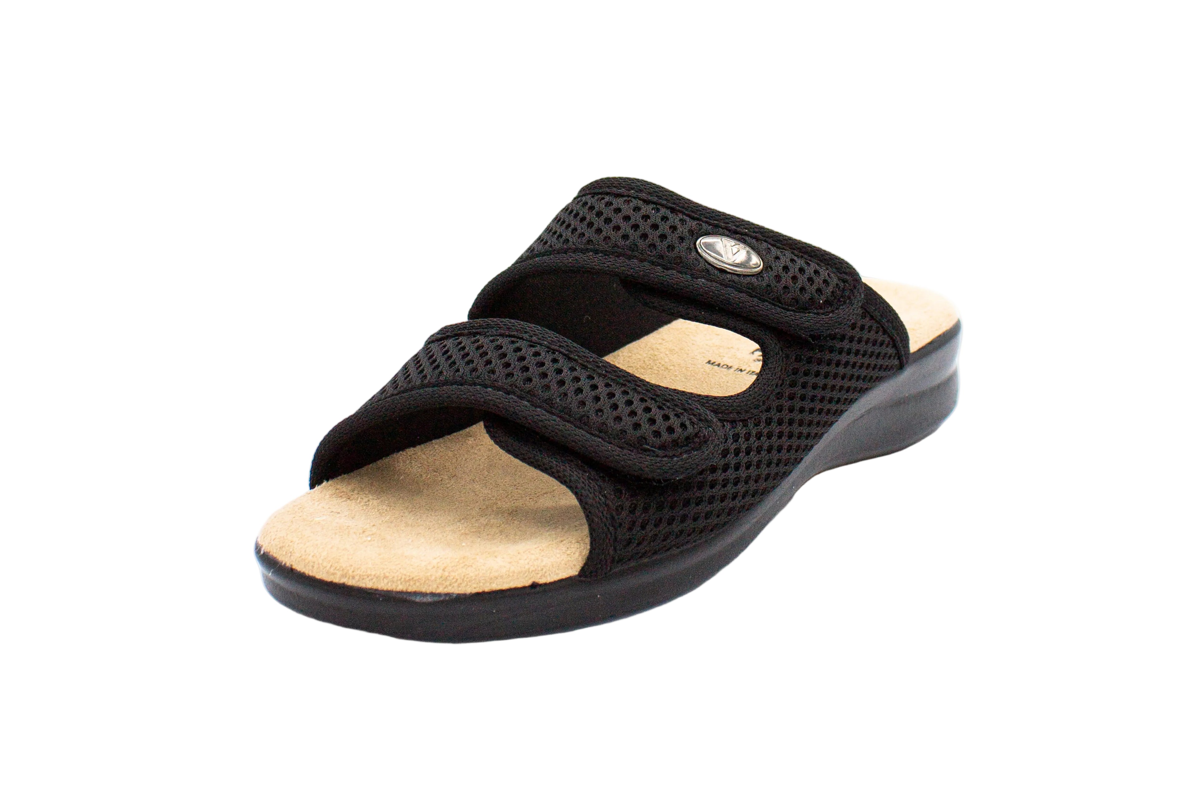 Ciabatte in tessuto con velcro nero