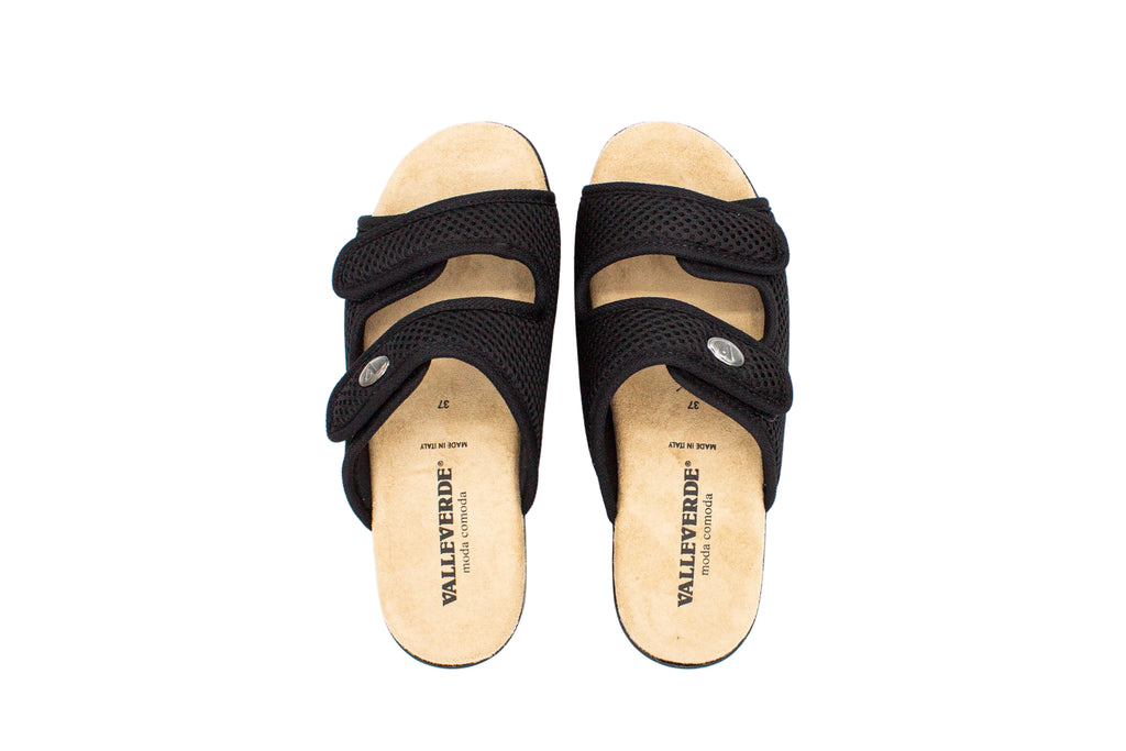 Ciabatte in tessuto con velcro nero