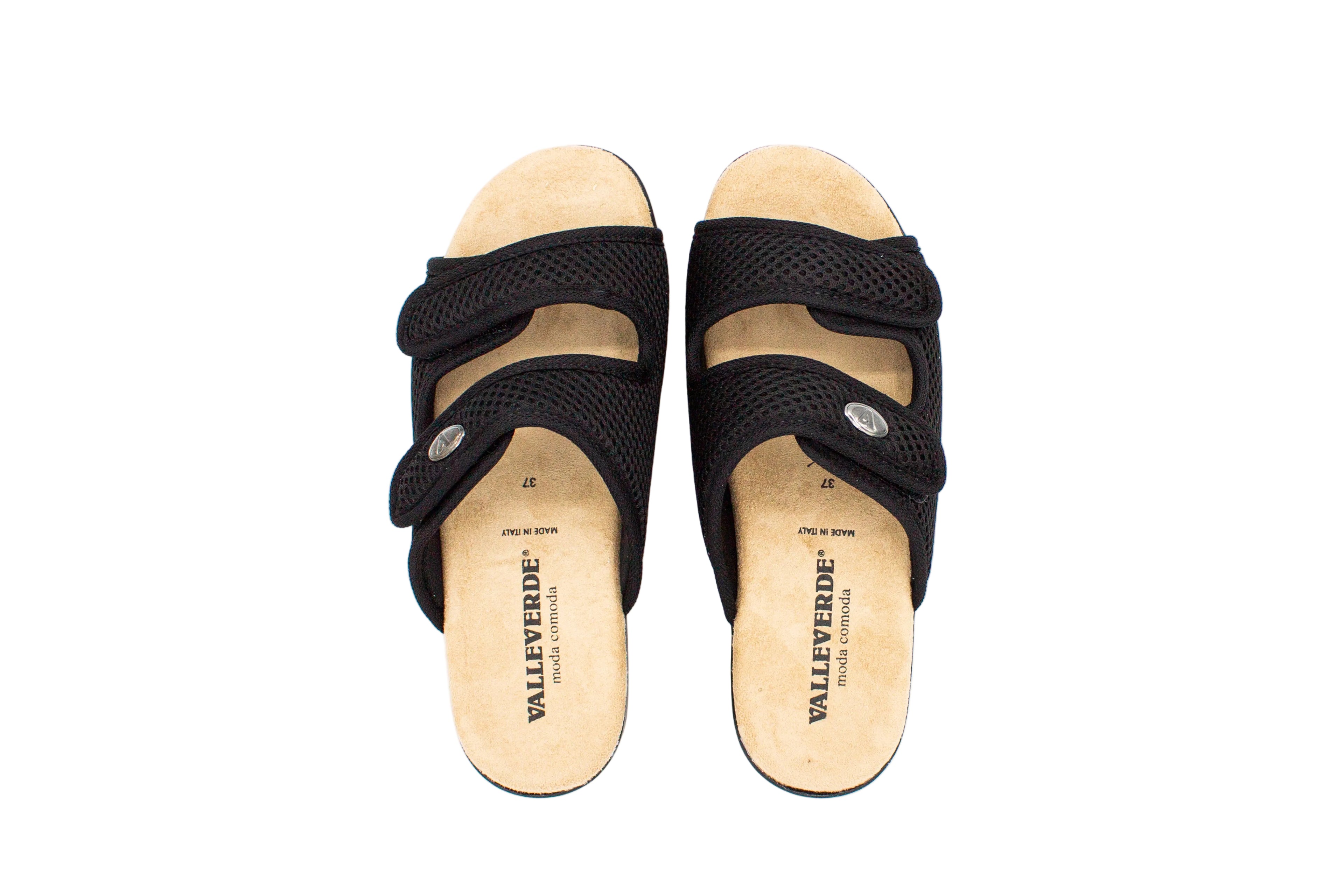Ciabatte in tessuto con velcro nero