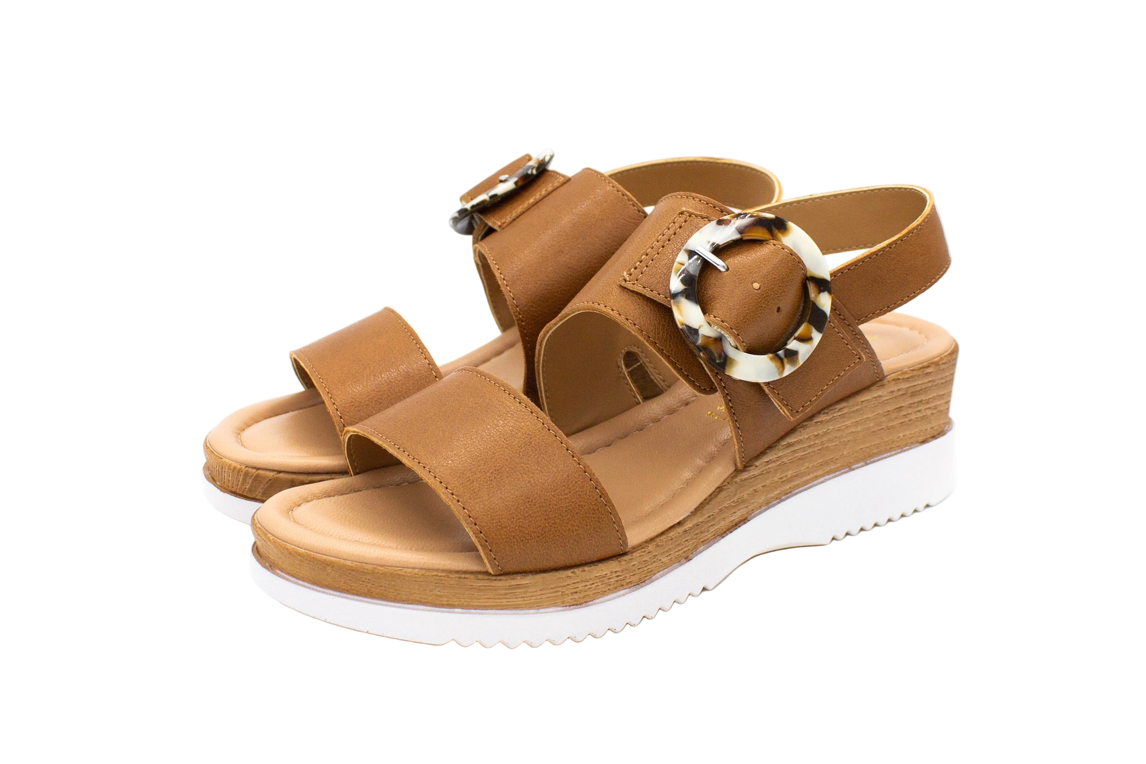 Sandali in pelle con fibbia cuoio