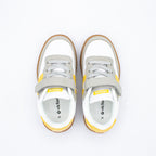 Sneakers with elastic laces and velcro