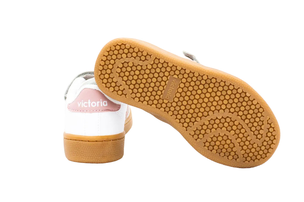 Sneakers con stringhe elastiche e velcro bianco rosa