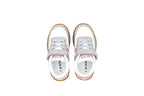 Sneakers con stringhe elastiche e velcro bianco rosa