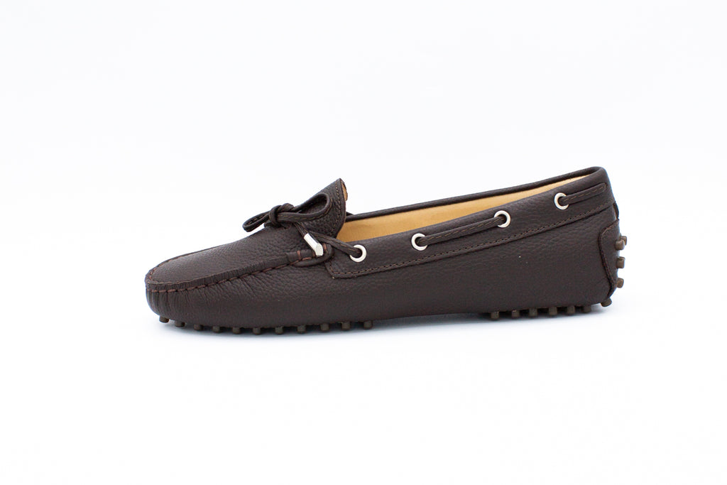 Mocassini in pelle con gommini marrone