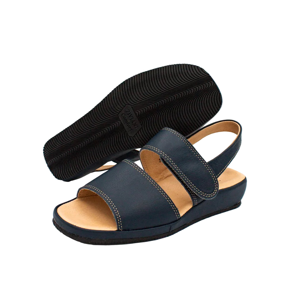 Sandali comfort in pelle blu