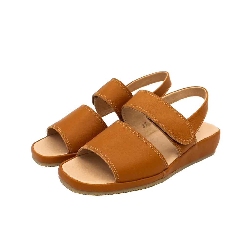 Sandali comfort in pelle cuoio