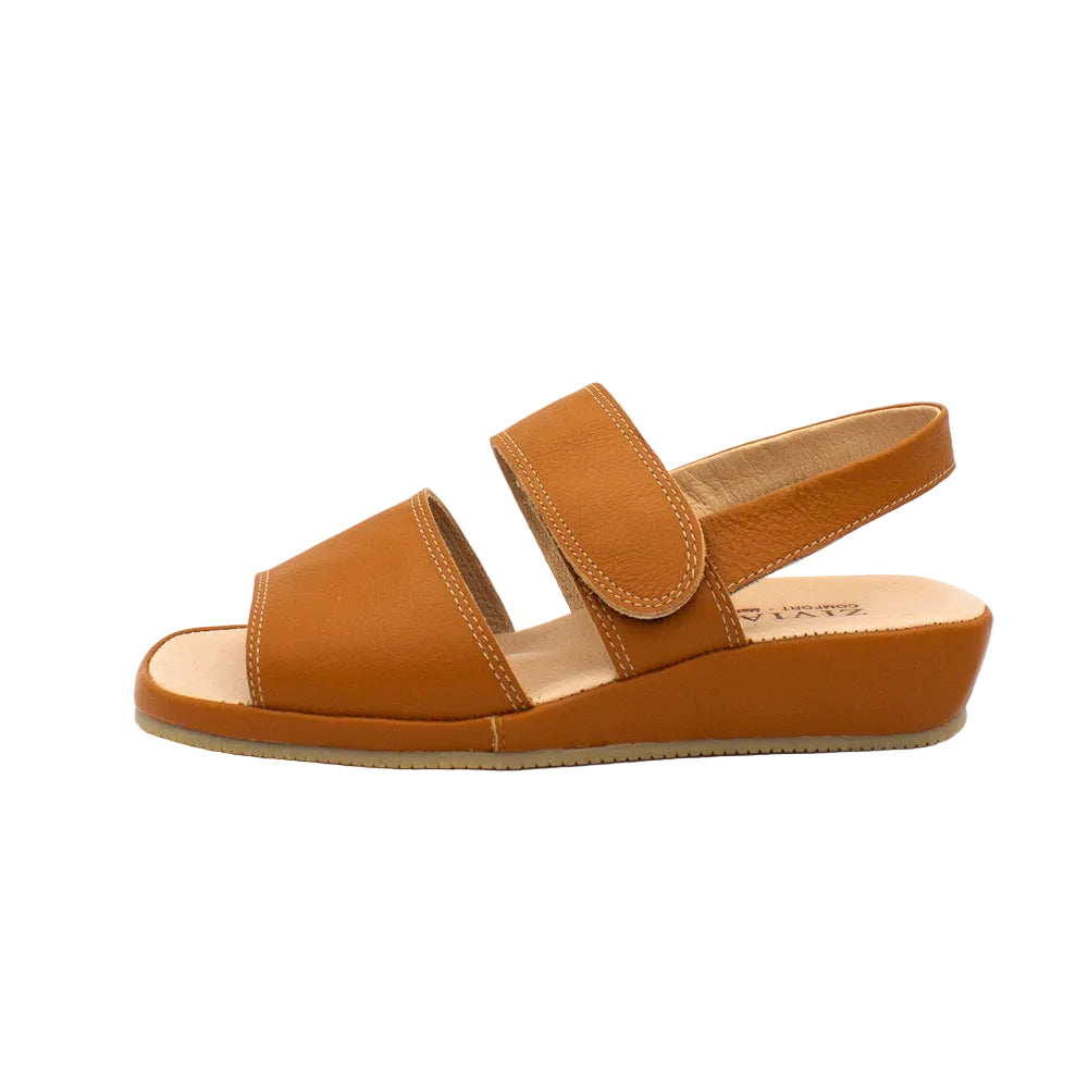 Sandali comfort in pelle cuoio