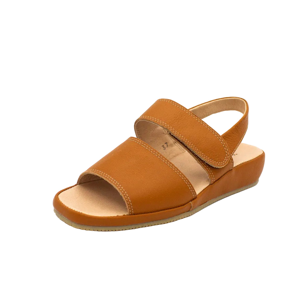 Sandali comfort in pelle cuoio