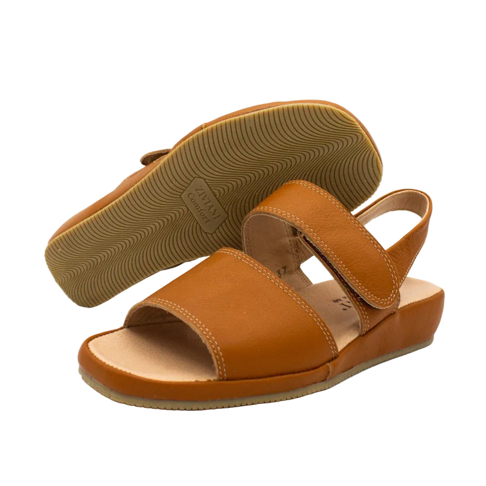 Sandali comfort in pelle cuoio