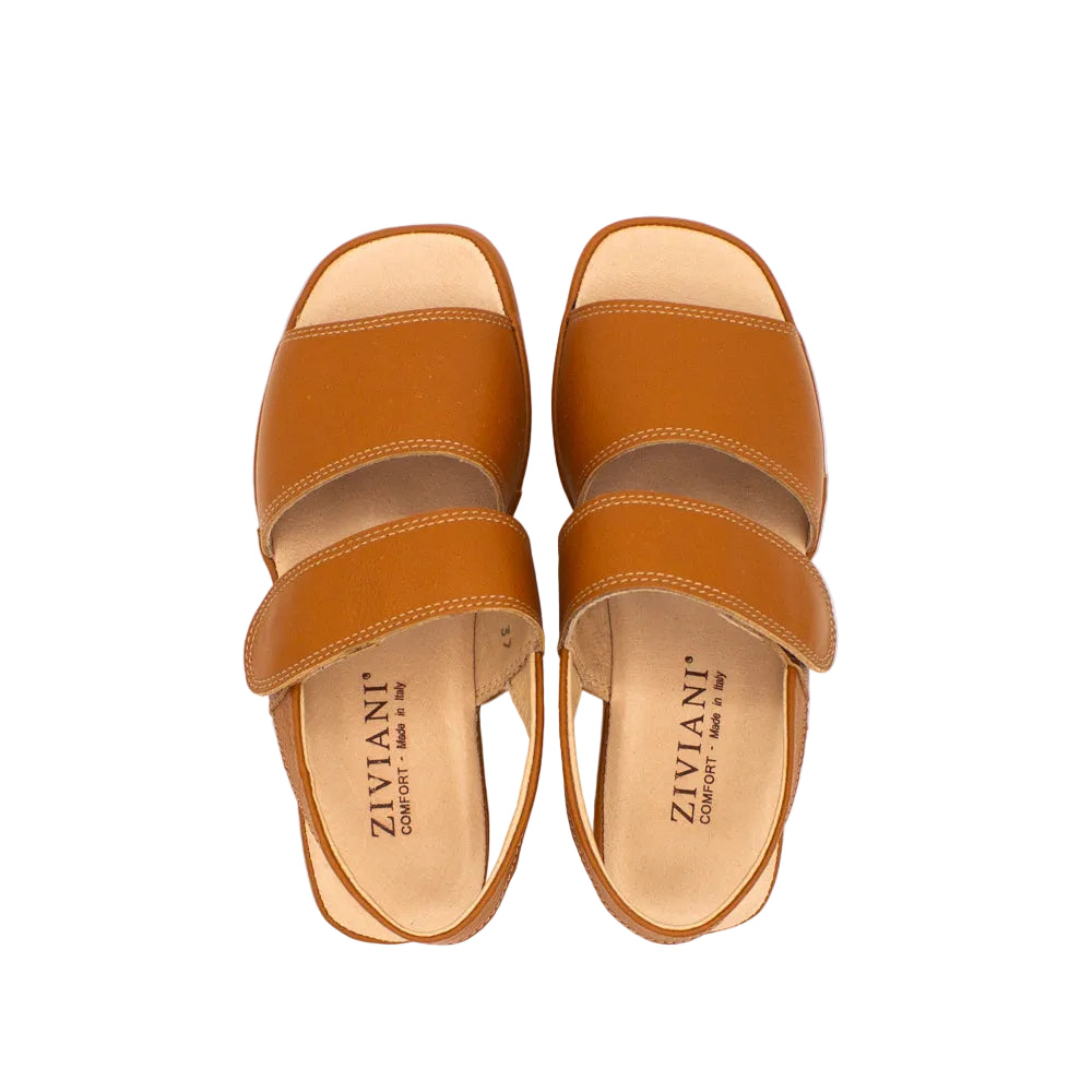 Sandali comfort in pelle cuoio